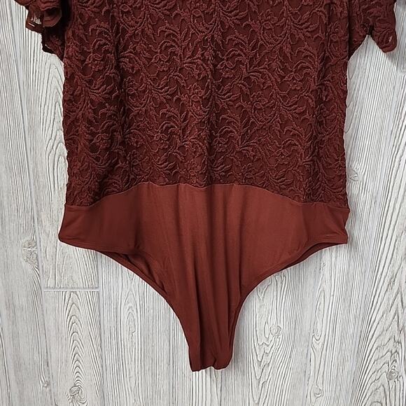 Torrid Brown Lace Short Sleeve Bodysuit Womens Plus Size 3X NWT - Picture 6 of 11
